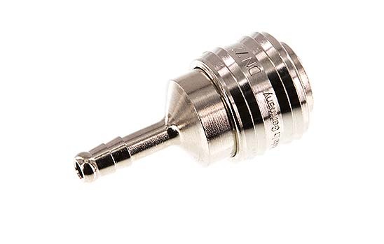 Nickel-plated Brass DN 7.2 (Euro) Air Coupling Socket 6 mm Hose Pillar Double Shut-Off