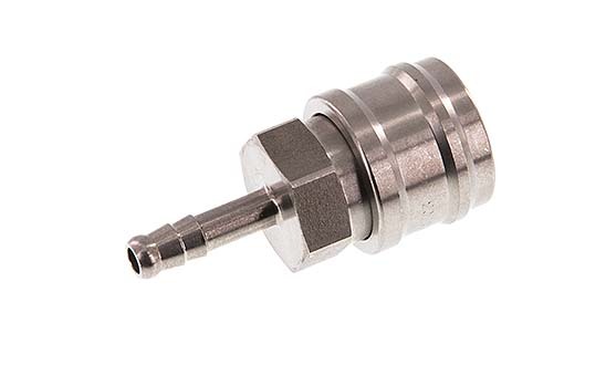 Stainless steel DN 7.2 (Euro) Air Coupling Socket 6 mm Hose Pillar