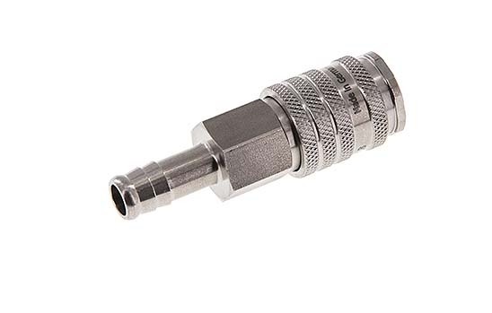 Stainless steel DN 7.8 Air Coupling Socket 10 mm Hose Pillar Double Shut-Off