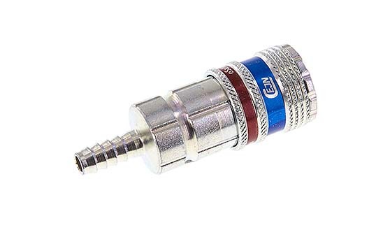 Steel/brass DN 7.6 (7.2 Euro) Safety Air Coupling Socket 6 mm Hose Pillar