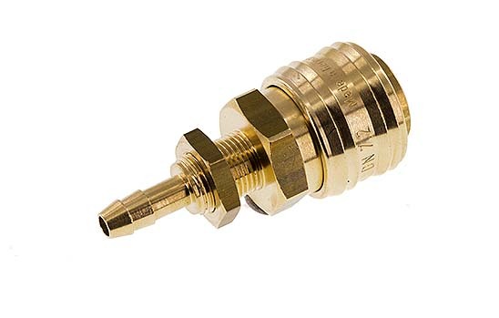 Brass DN 7.2 (Euro) Air Coupling Socket 6 mm Hose Pillar Bulkhead