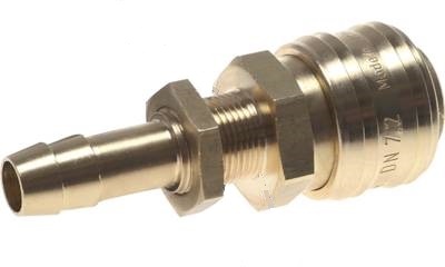 Brass DN 7.2 (Euro) Air Coupling Socket 8 mm Hose Pillar Bulkhead Double Shut-Off