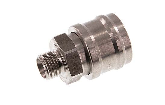 Acier inoxydable DN 7.2 (Euro) Air Coupling Socket G 1/4 inch Male Double Shut-Off