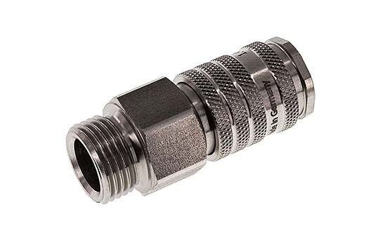 RVS DN 7.8 Luchtkoppeling Snelkoppeling G 1/2 inch Buitendraad Double Shut-Off