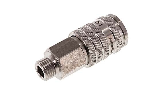 Stainless steel DN 7.8 Air Coupling Socket G 1/4 inch Male Double Shut-Off