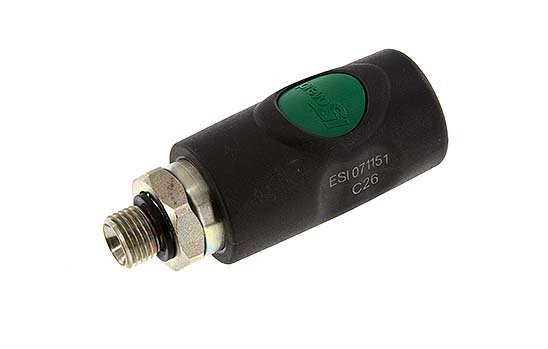 Matériau composite DN 7.4 Coupleur pneumatique de sécurité Douille avec bouton-poussoir G 1/4 pouce mâle