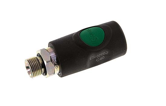 Matériau composite DN 7.4 Coupleur pneumatique de sécurité Douille avec bouton-poussoir G 3/8 pouce mâle