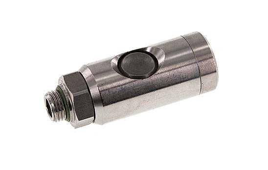 Acero inoxidable 316L DN 7.4 Enchufe de seguridad para acoplamiento de aire con botón pulsador G 1/4 pulg Macho