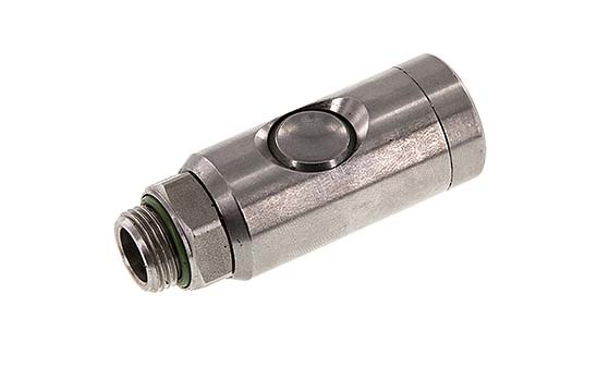 Stainless Steel 316L DN 7.4 Safety Air Coupling Socket With Push Button G 3/8 inch Male