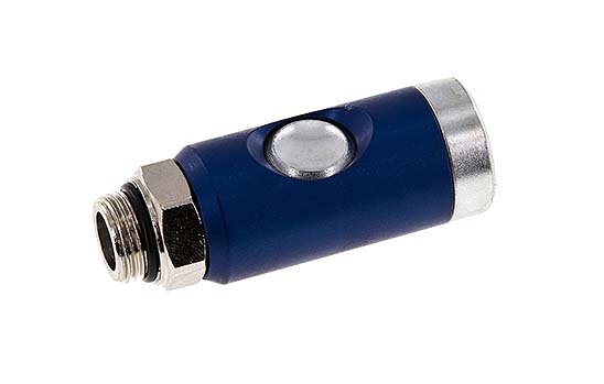 Acier trempé DN 7.4 Manchon de sécurité pour raccord pneumatique avec bouton-poussoir G 3/8 pouce mâle