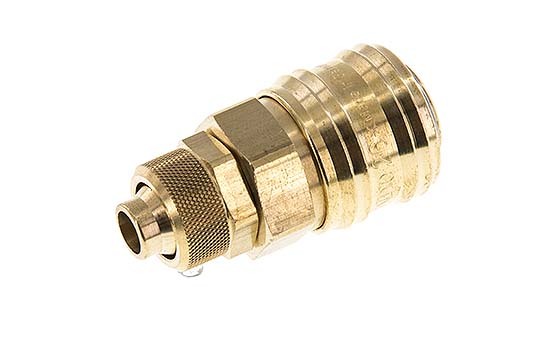 Brass DN 7.2 (Euro) Air Coupling Socket 9x12 mm Union Nut Double Shut-Off