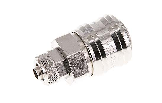 Nickel-plated Brass DN 7.2 (Euro) Air Coupling Socket 6x8 mm Union Nut Double Shut-Off