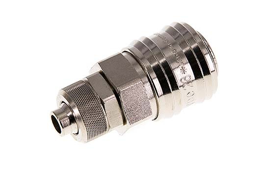 Nickel-plated Brass DN 7.2 (Euro) Air Coupling Socket 8x10 mm Union Nut Double Shut-Off