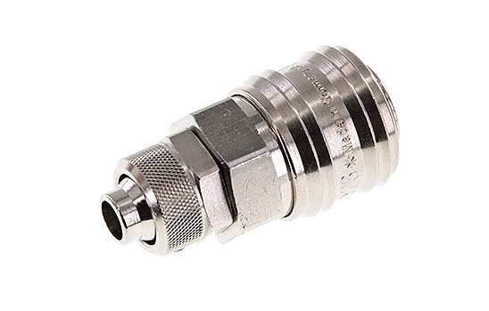 Nickel-plated Brass DN 7.2 (Euro) Air Coupling Socket 9x12 mm Union Nut Double Shut-Off