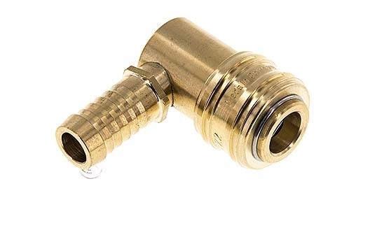 Brass DN 7.2 (Euro) Air Coupling Socket 13 mm Hose Pillar 90-deg