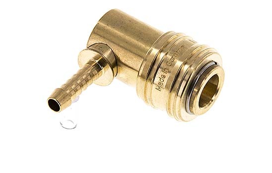 Brass DN 7.2 (Euro) Air Coupling Socket 6 mm Hose Pillar 90-deg