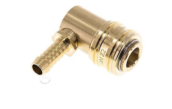 Brass DN 7.2 (Euro) Air Coupling Socket 9 mm Hose Pillar 90-deg