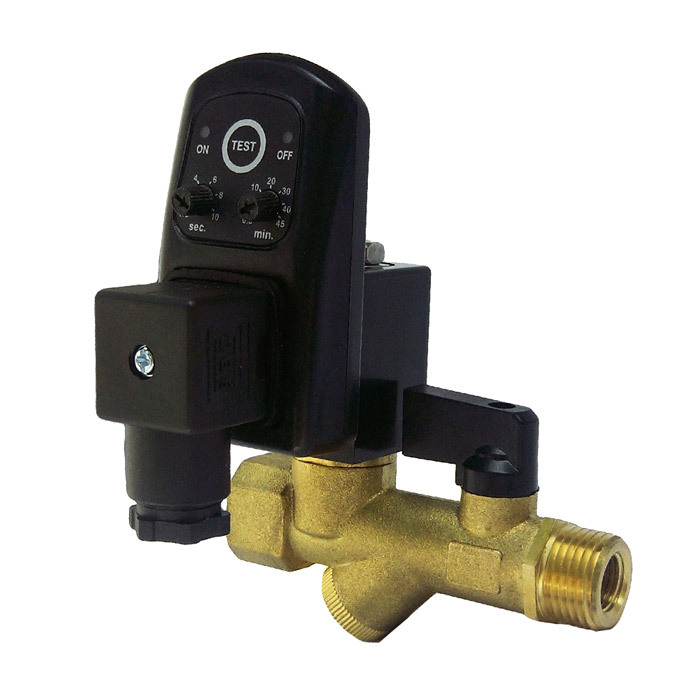 Analog electronic condensate drain 1/2'' 24V DC brass - ball valve - strainer