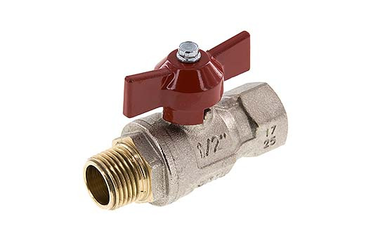 Male To Female R/Rp 1/2 inch Butterfly Handle 2-Way Brass Ball Valve