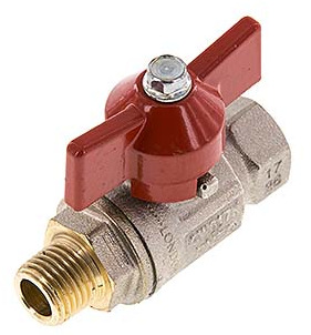 Male To Female R/Rp 1/4 inch Butterfly Handle 2-Way Brass Ball Valve