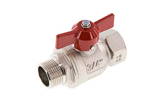 Male To Female R/Rp 3/4 inch Butterfly Handle 2-Way Brass Ball Valve