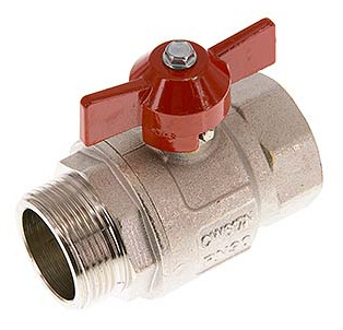 Male To Female G/G 1-1/4 inch Butterfly Handle Short Design 2-Way Brass Ball Valve