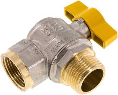 Male To Female R/Rp 1 Inch Gas 2-Way Right Angle Brass Ball Valve