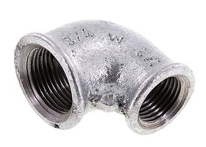 Rp 1/2'' x Rp 3/8'' Codo de 90 grados de hierro fundido galvanizado 25 bar