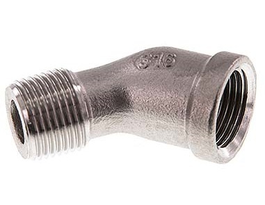 Rp 1'' x R 1'' F/M RVS L-Fitting 45graden 16 Bar