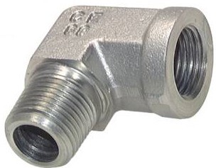 1/2'' NPT x 1/2'' NPT M/F Zinc plated Steel 90 deg Elbow Fitting 210 Bar - Hydraulic