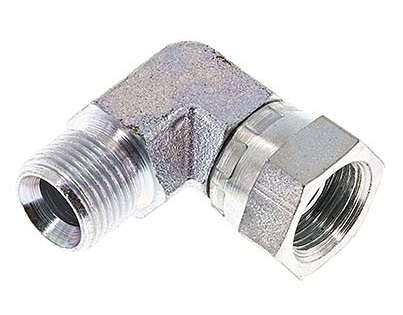 Raccord coudé 90° G 1 1/4'' M/F en acier zingué 150 Bar - Hydraulique