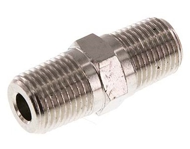 1/2'' NPT x R 1/2'' Mamelon double en laiton nickelé 60 Bar