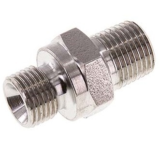 1/2'' NPT x G 1/2'' Acero inoxidable Espiga doble 40 Bar - Hidráulico