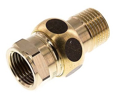 Rp 1/2'' x R 1/2'' F/M Messing Borstnippel 3-delig met Conische afdichting 16 Bar