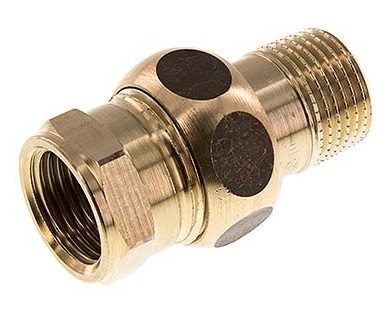 Rp 1/2'' x R 1/2'' F/M Brass Double Nipple 3-pieces with Flat sealing 16 Bar