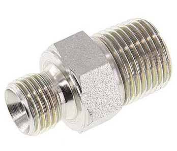 3/8'' NPT x G 1/4'' Acero cincado Espiga doble 3 piezas 700 Bar - Hidráulico