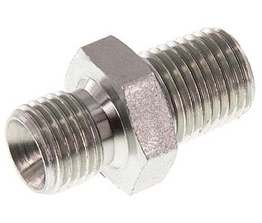 3/8'' NPT x G 3/8'' Zinc plated Steel Double Nipple 3-pieces 700 Bar - Hydraulic