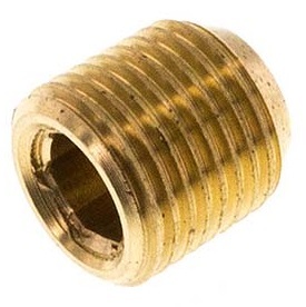 M8x0,75 Messing Verschlussstopfen mit Innensechskant ohne Bund (konisch) 16 bar
