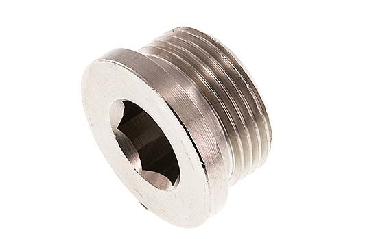 G 1'' Nickel plated Brass Closing plug with Inner Hex 16 Bar