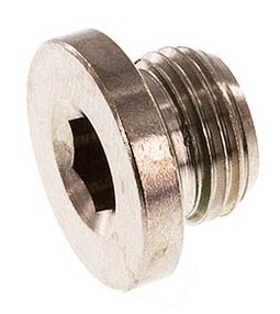 G 1/2'' Nickel plated Brass Closing plug with Inner Hex and FKM Seal 16 Bar