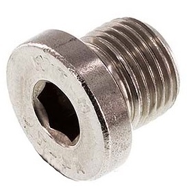 G 1/8'' RVS Plug met Binnenzeskant 40 Bar