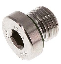 G 1/2'' Male Stainless steel Closing plug with Inner Hex and FKM Seal 400 Bar