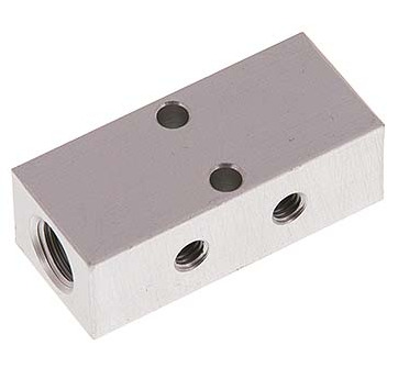 2xG 1/2'' x 2xG 1/4'' Aluminium Verdeelblok Eenzijdig 16 Bar