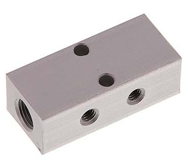 2xG 1/8'' x 4xM5 Aluminium Distributor Block Double-sided 16 Bar