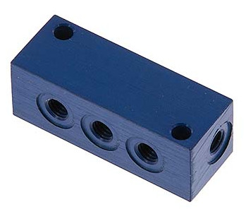 4xG 1/2'' Aluminium Distributor Block One-sided 16 Bar