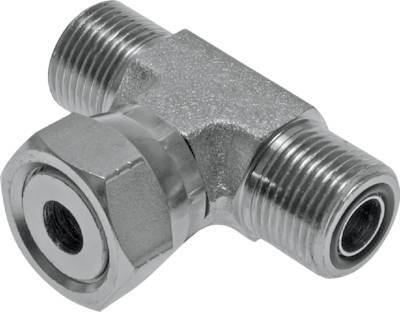 UNF 9/16''-18 F/M Zinc plated Steel Tee ORFS with union nut 630 Bar - Hydraulic