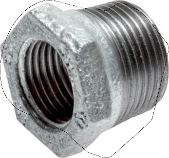 R 1/2'' x Rp 3/4'' M/F Zinc plated Cast iron Reducing Adapter 25 Bar