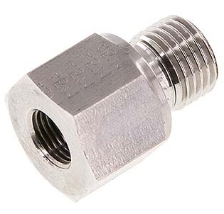 G 1/8'' x G 3/8'' M/F Stainless steel Reducing Adapter 630 Bar - Hydraulic