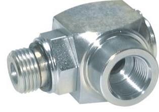 G 1/4'' M/F Zinc plated Steel 90 deg Elbow Swivel Joint High-pressure 400 Bar - Hydraulic