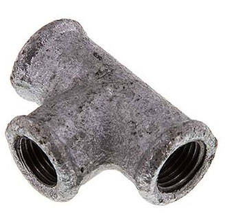 Rp 1/2'' Zinc plated Cast iron Tee 25 Bar